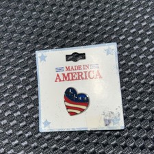Vtg Heart Shaped American Flag Luminescent Color Patriotic Lapel Pin Made In USA