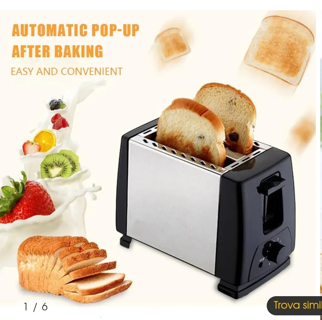 Offerta Tostapane 1000W Slivers Criest SC-BRD01 in Acciaio - Pro