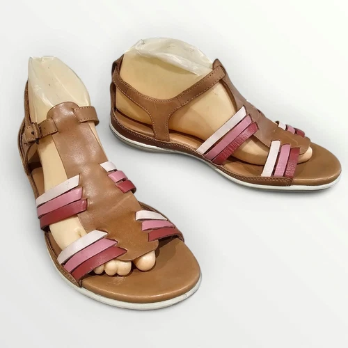 Sandali comodi ECCO Flash donna 40 9M pelle rosa marrone gladiatore cinturino