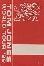 TOM JONES 1988 World Tour Red Backstage Pass by Otto Unused 6