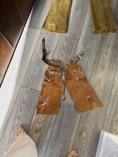 Vintage Childrens Western Cowboy/girl Suede/Leather Brown Chaps Distressed Worn