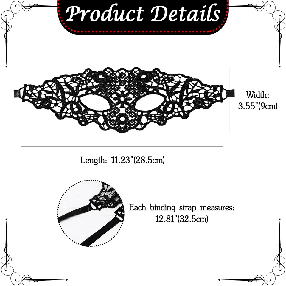 Women Halloween Lace Cut-Out Half-Face Mask for Masquerade Parties Role-Playing - Image 2 of 4