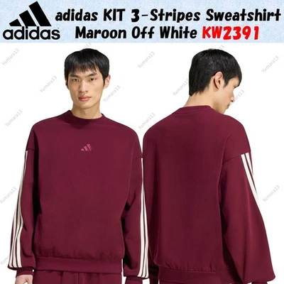 Adidas KIT 3-Stripes Sudadera Granate Off White KW2391 Japón Talla - Imagen 1 de 4