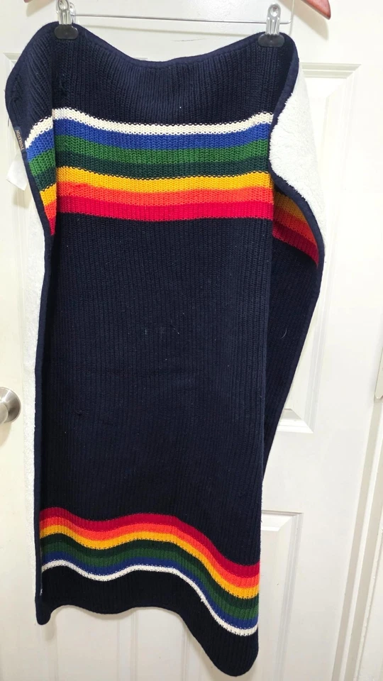 Pendleton Sherpa Lined Baby Blanket Rainbow Stripes Size 30 x40 - Image 2 of 4