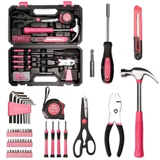 50-Piece Pink Tool Set for Women , Household Small Tool Set with Storage Toolbox