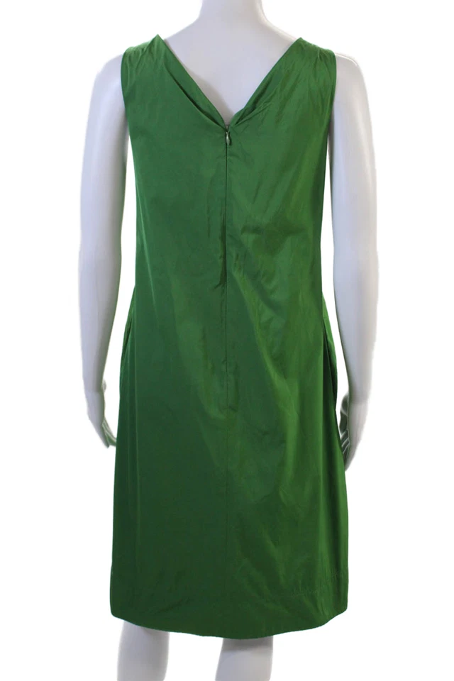 Lida Baday Womens Green V-Neck Shift Dress Sleeveless Zip Size 8 - Image 3 of 4