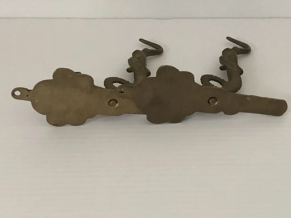 Vintage Brass Sea Serpent Dragon Two Faces Key Holder  Wall Hook Mount x 2 - image 4 of 4