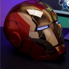 AUTOKING Iron Man MK5 Helmet 1:1 Voice-controlled Wearable Prop Gold Color Gifts