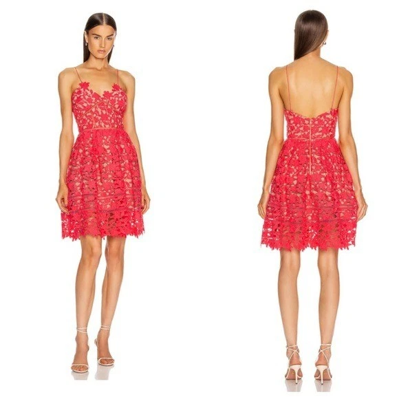 Self-Portrait Hot Pink Mini Azalea Dress US0