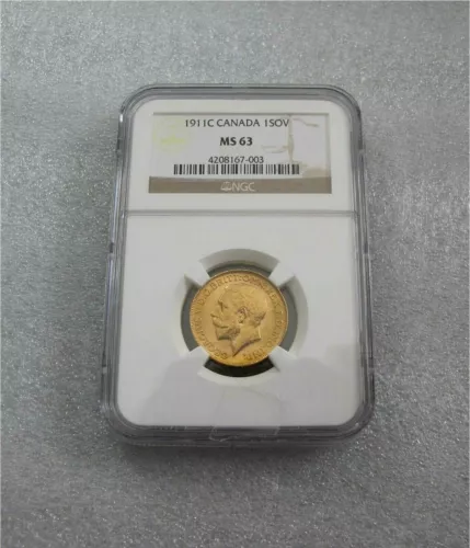 1911 C Canada Gold Coin Sovereign George V NGC MS 63