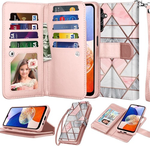 Funda de cuero billetera con soporte para teléfono Samsung Galaxy A15 A14 A54 5G A03S A13 - Imagen 33 de 75