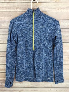 Columbia-Womens-Space-Dye-Half-Zip-Pullover-Fleece-Jacket-Thumb-Holes-Blue-Sz-S