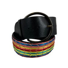 Chico's Belt Margarita Trouser Multicolor Embroidery Genuine Leather Size S NEW