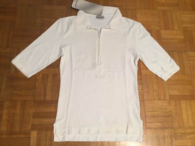 GEOSPIRIT DAMEN POLOSHIRT ZIP STRETCH WEISS GR. 42 / 44 / 48