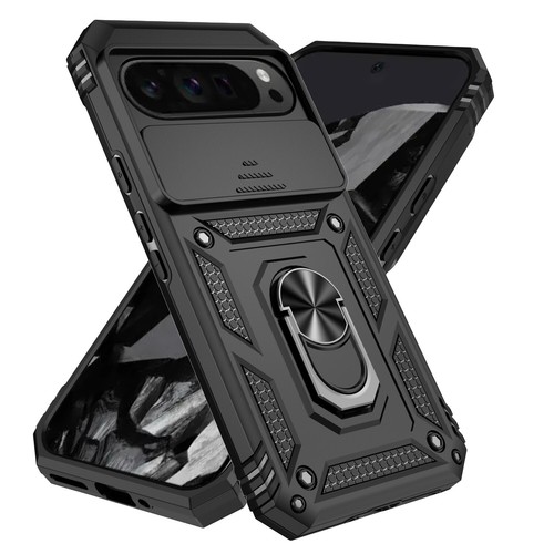 For Google Pixel 9 Pro XL/9A/8/7/6 Shockproof Ring Stand Case Slide Lens Cover - 第 1/26 張圖片