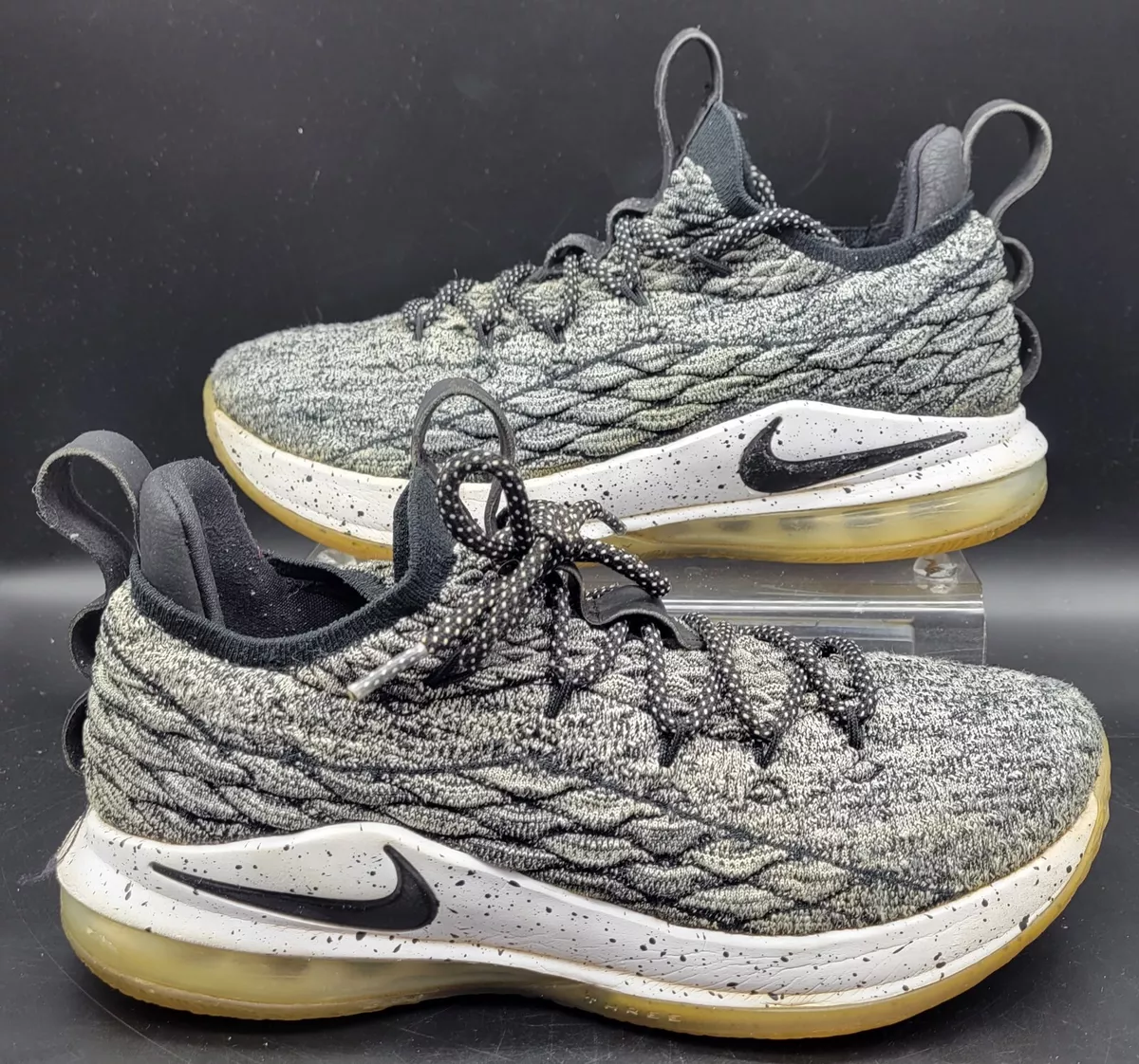 Nike LeBron 15 XV Low Ashes Black Grey White Oreo AO1755-002 Mens Size 8.5 Nice!
