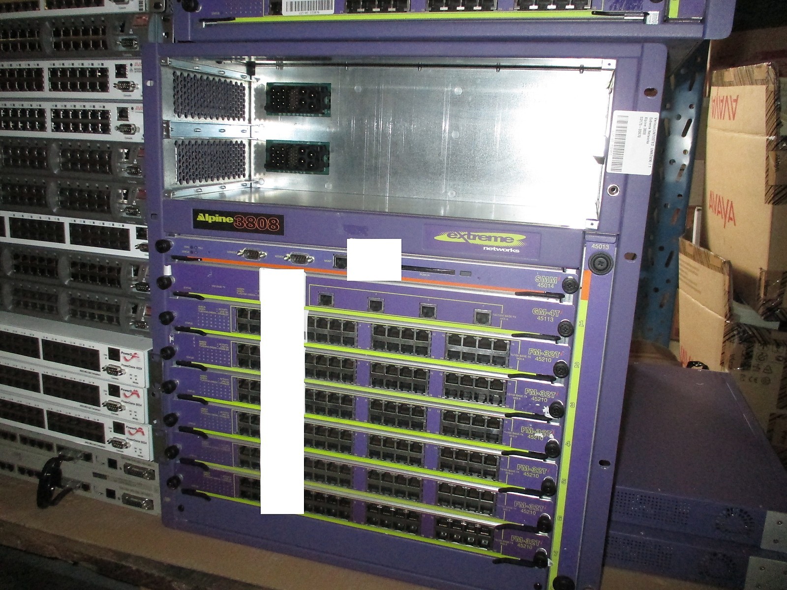EXTREME NETWORKS 3808 ALPINE 8-SLOT INCL: 6X 45210 FM-32T + 45113 ...