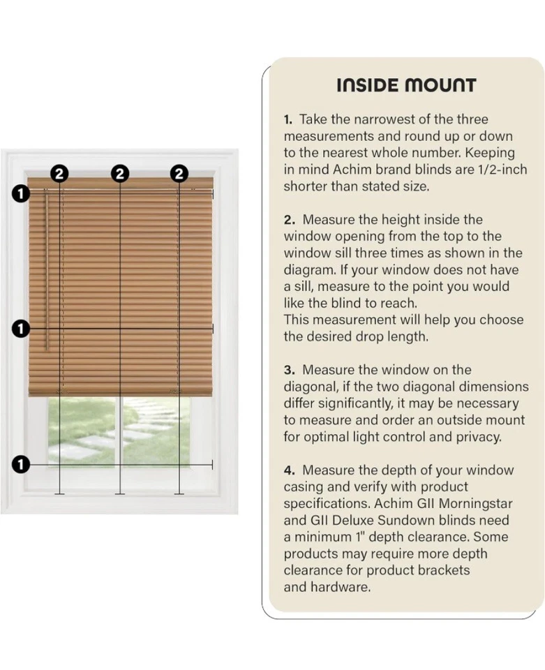 Cordless Light Filtering Mini Blind - 52 Inch Width 64 Inch Cream Color - Image 4 of 4