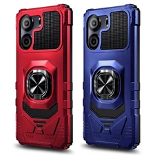 For BLU View 5 / View 5 PRO Case Magnet Ring Stand Phone Cover + Tempered Glass