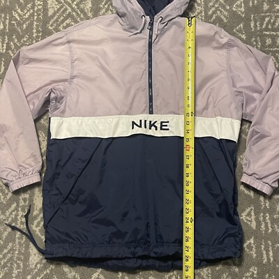 Vintage Nike Anorak Spell Out Windbreaker Jacket Hooded 1/2 Zip Sz