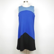 TAHARI Women's 8 - Blue & black color block sleeveless stretch dress knee length