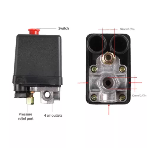 Heavy Duty 175 PSI 240V Air Compressor Pressure Switch Control Valve NEW 4 Port - Picture 5 of 14