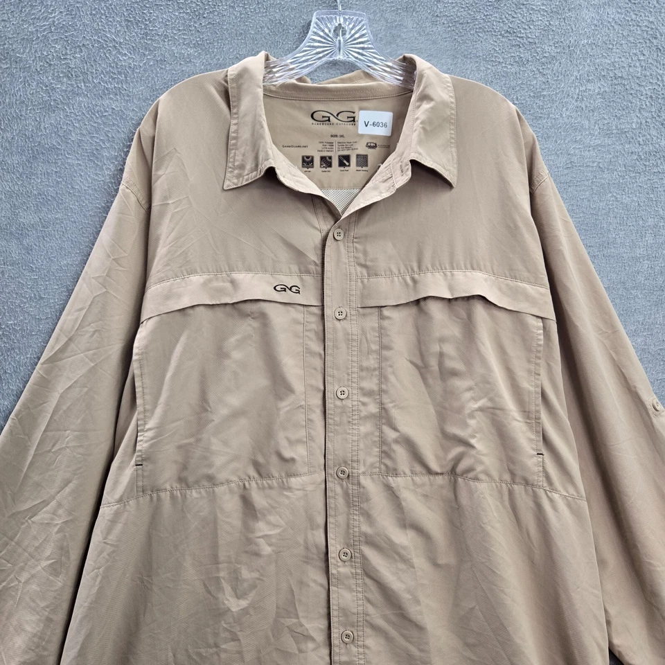 Camisa con botones GG Game Guard para hombre 3XL beige UPF 30+ secado rápido ventilación de malla fresca Foto 3 de 4