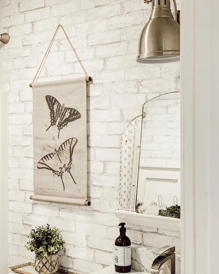 Papel tapiz Loft ladrillo blanco moderno granja textura elevada pelar y pegar NU2218 Foto 2 de 4