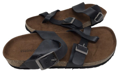 Sonoma Women's Gojiberry Slip On Leather Sandals Black/Brown Size:10 190B