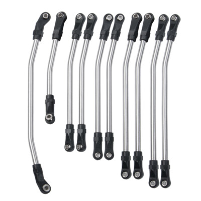 10pc Steering Link Rod Linkage Fit for 313mm Wheelbase Axial SCX10 90046 Crawler