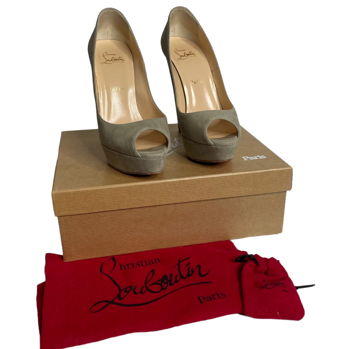 Christian Louboutin Altanana 140 Suede Pump Pierre Size 7.5