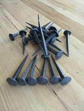 25 DECORATIVE NAILS CLAVOS HAND FORGED COAT HOOKS .75" BLACK 3" LONG TACK CRAFT