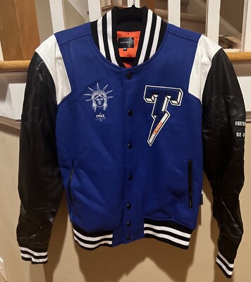 Tackma Varsity Jacket Mens Size Small Blue/Black/White/Orange. NWT - MSRP $495