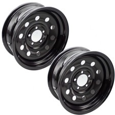2x Black 15x6 Trailer Rim Wheel 5 Lug Holes 4.5 BC 15 X 6 inch 5x4.5 Bolt Circle
