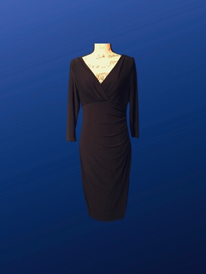 LAUREN RALPH LAUREN Empire Ruched Dress, BLACK, Size 10