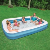 Inflatable Kiddie Pool 120'' X 72'' Summer Deluxe Rectangular Family Pool Blue Inflatable Kiddie Pool 120'' X 72'' Summer Deluxe Rectangular Family Pool Blue