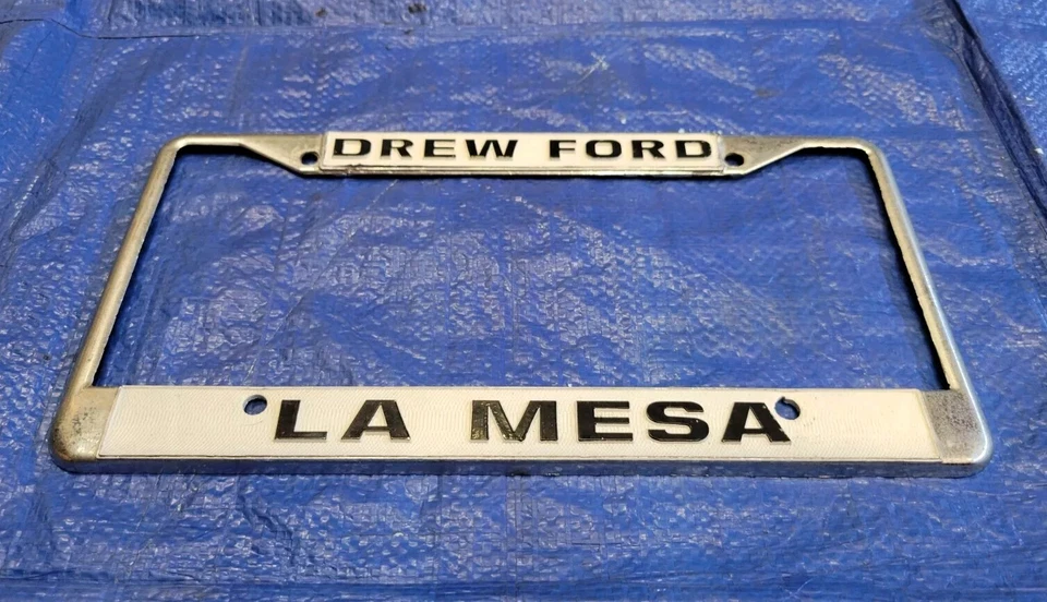 Vintage Drew Ford La Mesa Metal License Plate Frame OEM EXCELLENT San Diego Rare - Изображение 4 из 4