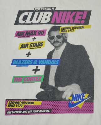 VTG Y2K CLUB NIKE Just Kicking It Keeping You Fresh Since 1972 XL Tee Shirt 