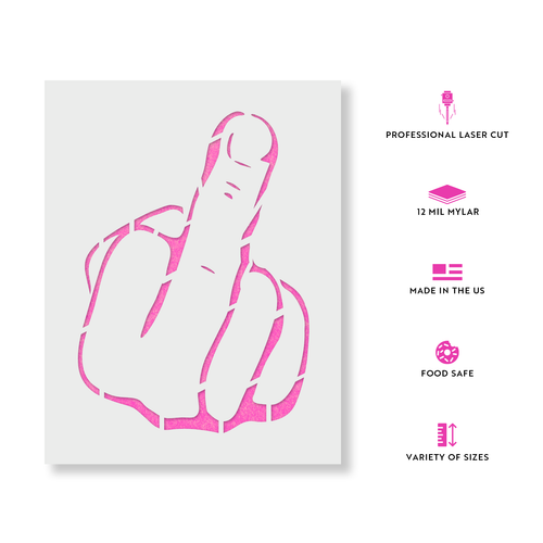 Middle Finger Stencil - Durable & Reusable Mylar Stencils - Picture 2 of 5