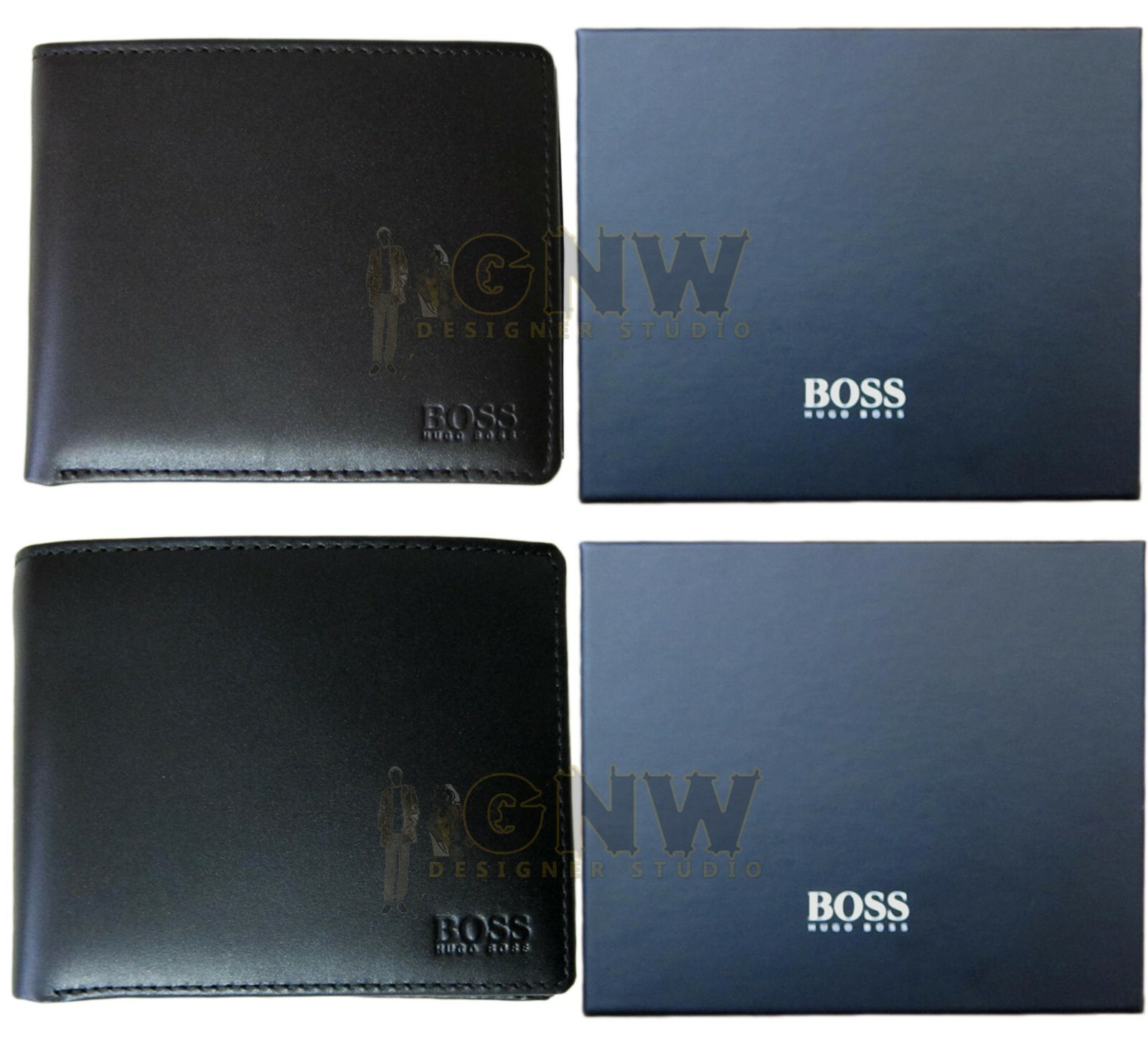 HUGO BOSS MEN SOFT LEATHER BILLFOLD 5 CARDS/COIN WALLET 'ASCOLOX' WITH