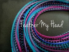 16 Long Feather Hair Extensions, 9-12 inches Beach Party, Optional DIY Kit