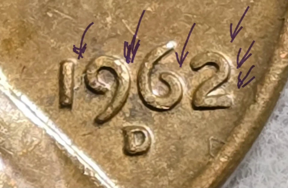 1962 D Lincoln Penny 1C Small Date 3.1g Copper Errors of Off-Center & RPM💥 - Image 3 of 4