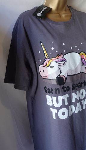 Ladies size S shein t shirt grey with unicorn & joke logo - Picture 2 of 10