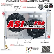 3 Row Radiator Shroud Fan For 67-72 Chevy GMC C10 C20 C30 K10 K20 K30 Pickup