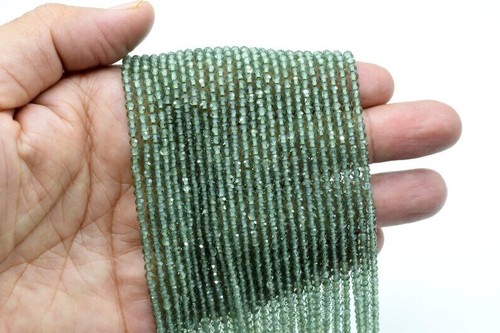 COLLIER 20 PERLES PÉRIDOT NATUREL FACETTÉ - 20 POUIces - RÉGLABLE - FAIT MAIN INDE