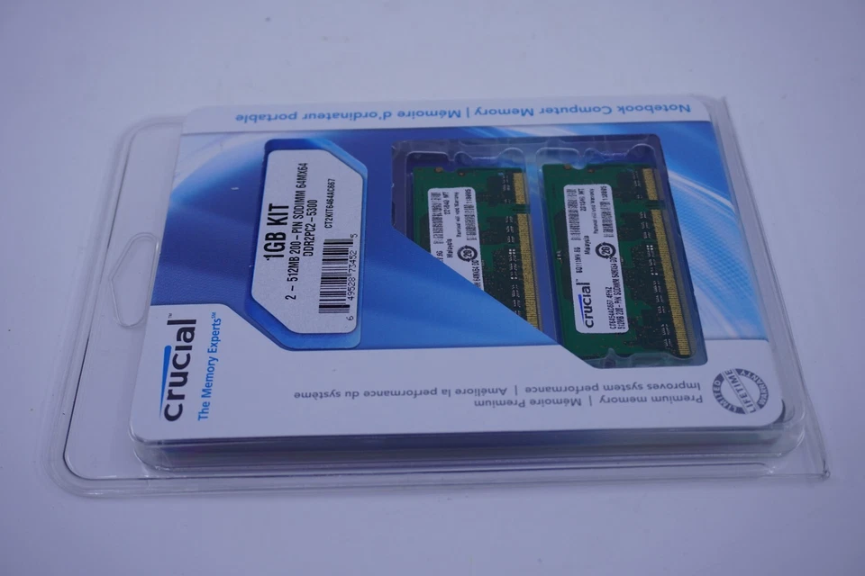 2 Crucial PC2-5300 (DDR2) 1 GB (2x 512 MB) SODIMM Kit PC2-5300 DDR2 Memory - Image 3 of 3