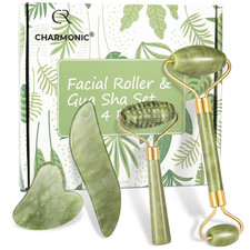 4-pcs Jade Roller  Gua Sha Set, Facial Roller Massager with Gua Sha Scraping To