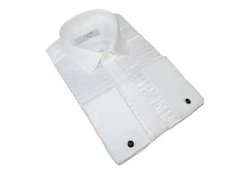 Men CEREMONIA Formal Tux Cotton Shirt Slim Fit Turkey #PLK 13 Crinkled White