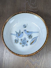 Mexican Pottery Bowl Hand Painted Artist Signed El Palomar Birds Floral