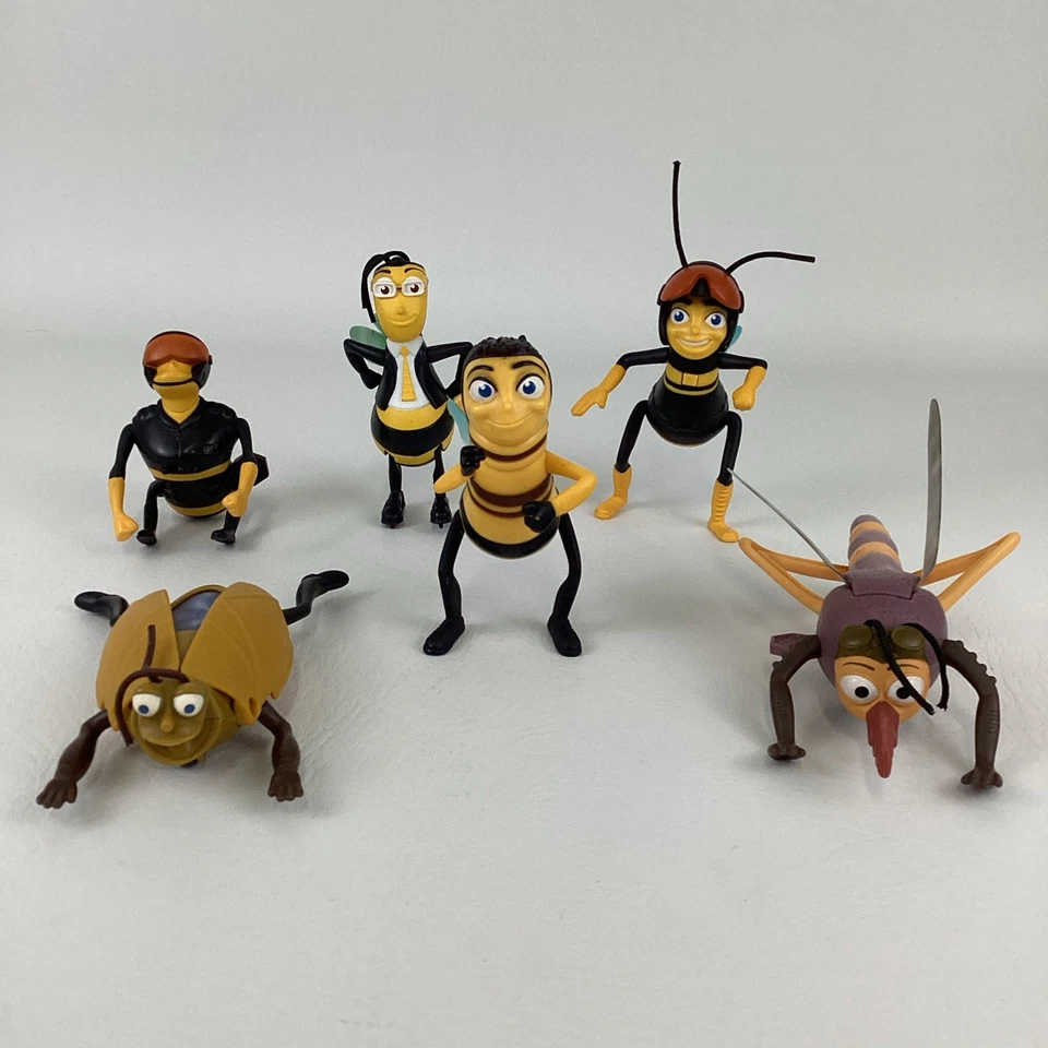 DreamWorks Bee Película McDonald's 6 piezas Figura Conjunto Completo Lote Cuerda De Colección 2007 Foto 3 de 4